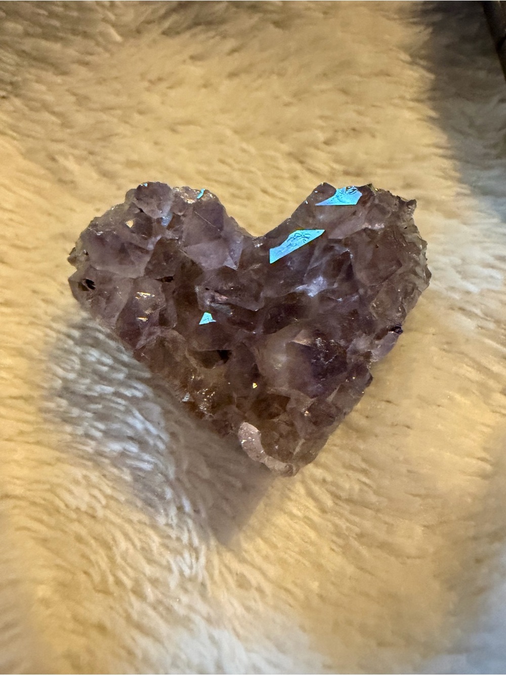 Heart-Shaped Amethyst Crystal Cluster - Purple